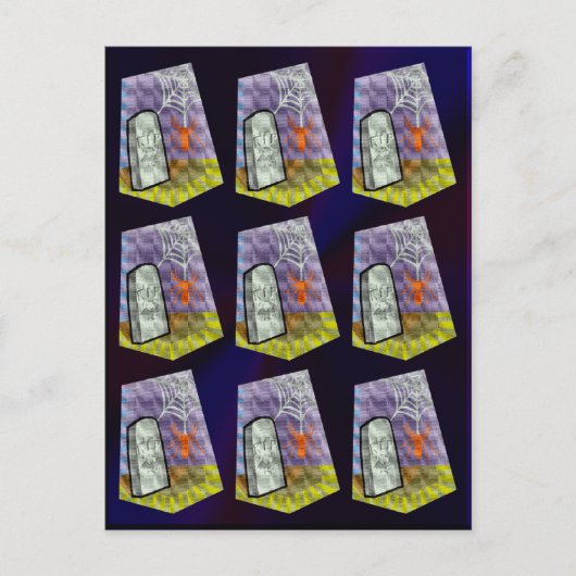 くもの巣からのスパイダーとRIPマーカーパターン ポストカード (正面)