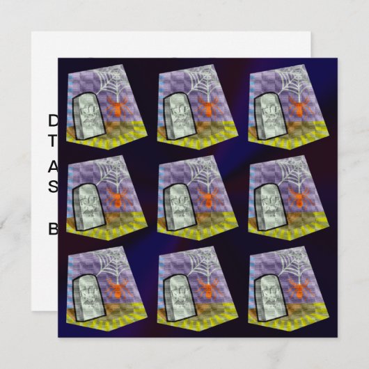 くもの巣からのスパイダーとRIPマーカーパターン 招待状 (正面/裏面)