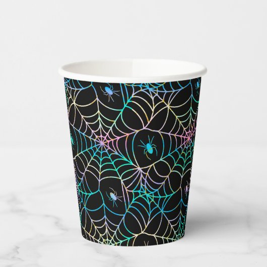 くもの巣と不気味怖いクローラーハロウィーン 紙コップ (左)