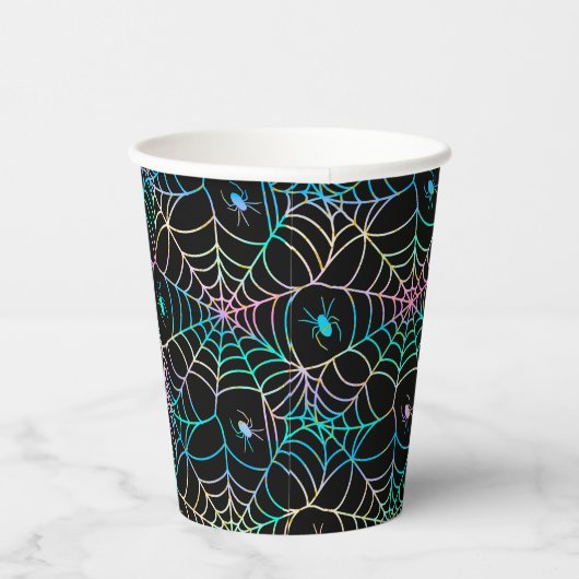 くもの巣と不気味怖いクローラーハロウィーン 紙コップ (右)