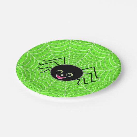 くもの巣のハロウィンのかわいいくも ペーパープレート (アングル)