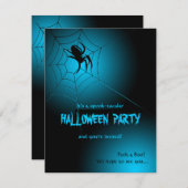 くもの巣のハロウィンの黒いくも 招待状 (正面/裏面)