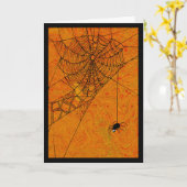 くもの巣の挨拶状のくものブーイング カード (黄色い花)