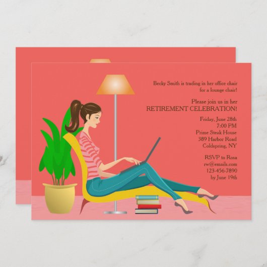 くもの巣の退職の招待状のサーフ 招待状 (正面/裏面)