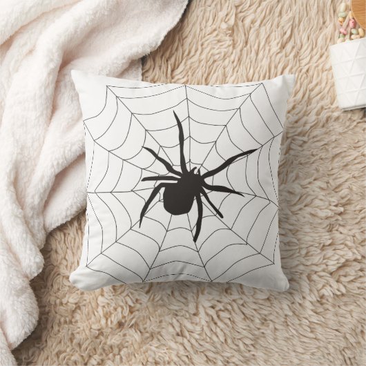 くもの巣を持つおもしろいのハッピーハローウィンのくも クッション (ブランケット)