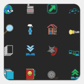 くもの巣アイコンのシール スクエアシール (正面)