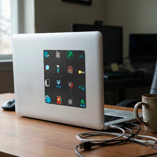 くもの巣アイコンのシール スクエアシール