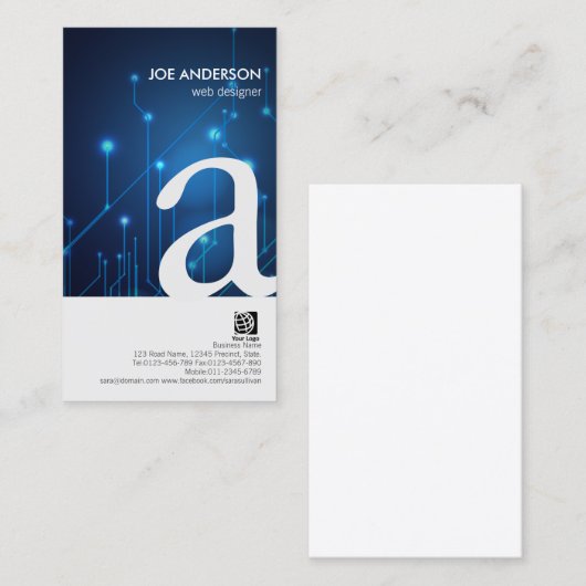 くもの巣デザイはっきりしたナーモノグラム回路名刺 名刺 (正面/裏面)