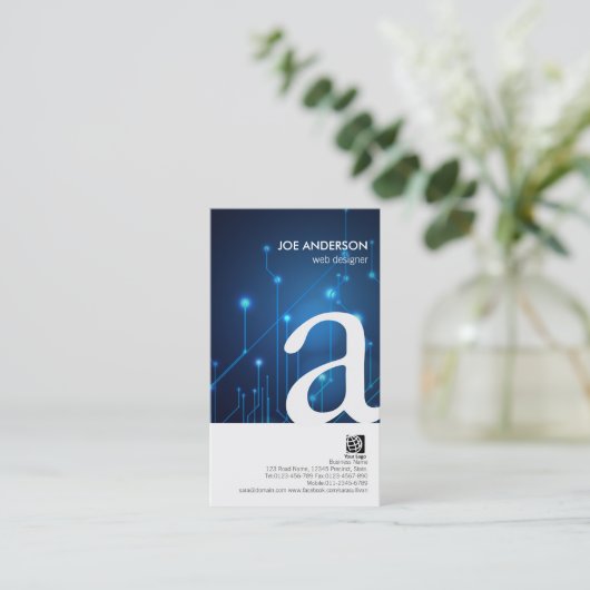 くもの巣デザイはっきりしたナーモノグラム回路名刺 名刺 (スタンド正面)