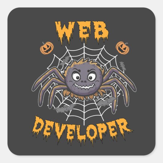 くもの巣デベロッパーおもしろい不気味ハロウィーンスパイダー スクエアシール (正面)