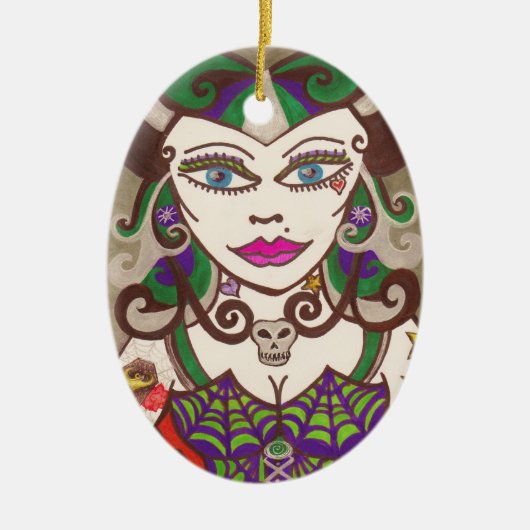 "くもの巣主婦" セラミックオーナメント (正面)