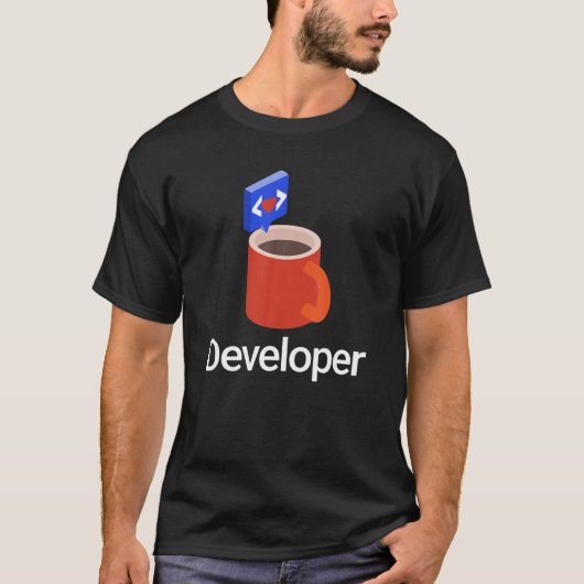 くもの巣開発者おたくプログラマHTMLコードコーヒーGif Tシャツ (正面)