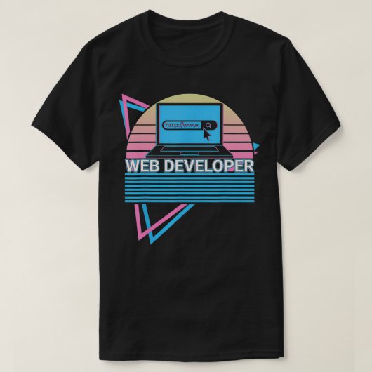 くもの巣開発者レトロ Tシャツ (デザイン正面)