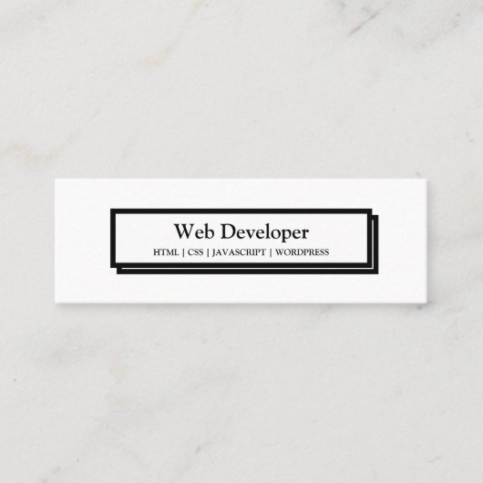 くもの巣開発者用白色のWebサイトボタン スキニー名刺 (正面)