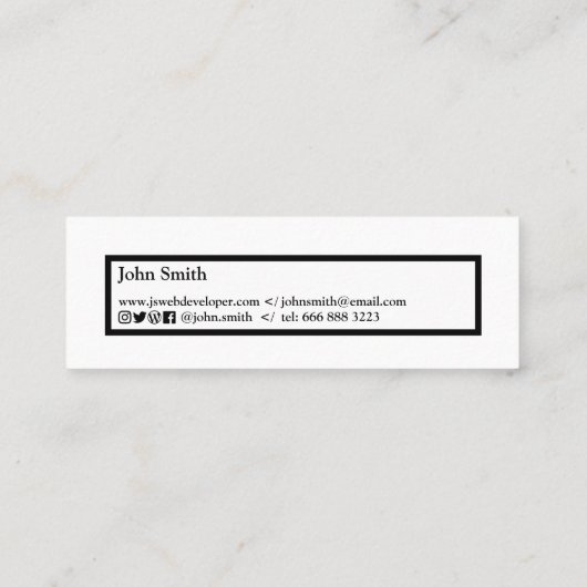 くもの巣開発者用白色のWebサイトボタン スキニー名刺 (裏面)
