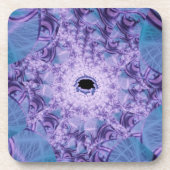 くもの巣 |紫色と青のフラクタルアート コースター (正面)