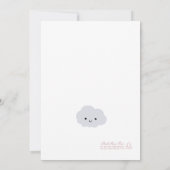 くもり ピンクのハート 家族 カップル 赤ちゃん歓迎会 女の子 招待状 (裏面)