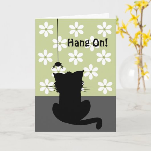 くも及び猫 カード (黄色い花)