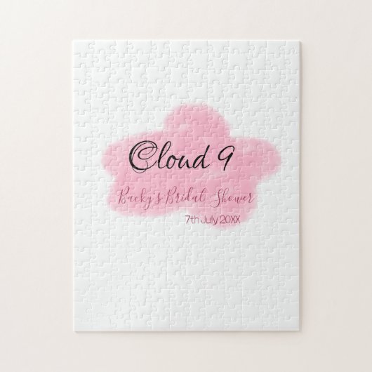 くも９赤パステルウェディングシャワー名前付き ジグソーパズル (縦)