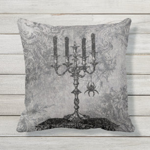 くも、ハロウィンが付いているゴシック様式燭台 アウトドアクッション