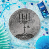 くも、ハロウィンが付いているゴシック様式燭台 ペーパープレート (パーティー)