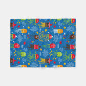 くらげおよびタコ フリースブランケット (正面(横))