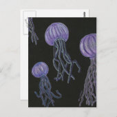 くらげの流れの郵便はがき ポストカード (正面/裏面)