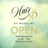 くるくるブラックヘアー&ハサミ ヘアサロン営業時間 ウィンドウサイン (シート3)