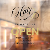 くるくるブラックヘアー&ハサミ ヘアサロン営業時間 ウィンドウサイン (シート2)