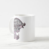 くるくるヘアの女子マグカップ  コーヒーマグカップ (正面左)