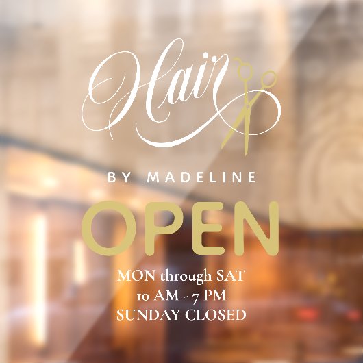 くるくるヘアー & はさみ ヘアサロン営業時間 ウィンドウサイン (シート2)