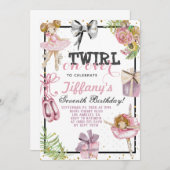 くるくる回ってバレリーナの誕生日 招待状 (正面/裏面)
