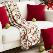 くるくる渦巻いたクリスマスの花模様 フリースブランケット