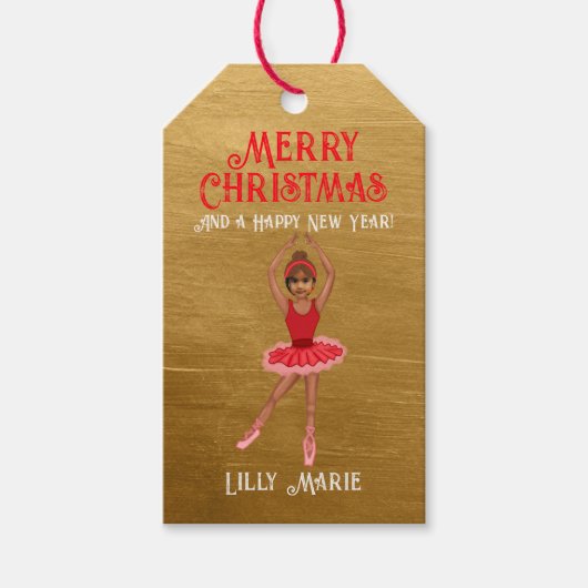 くるみおもしろいクラッカーのバレリーナのメリークリスマス ギフトタグ (正面)