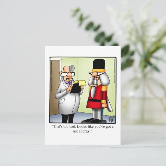 くるみおもしろい割りナッツアレルギーユーモア葉書 シーズンポストカード (スタンド正面)