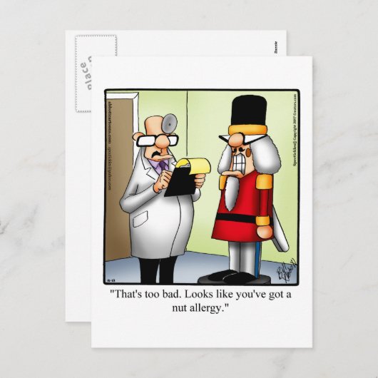 くるみおもしろい割りナッツアレルギーユーモア葉書 シーズンポストカード (正面/裏面)