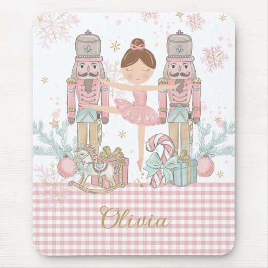 くるみお洒落クラッカーパステルピンククリスマスバレエ マウスパッド (正面)