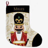 くるみお洒落クラッカーブラックとベージュ ラージクリスマスストッキング (正面)