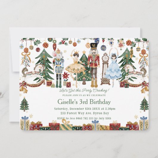 くるみお洒落割りクリスマスバレエ誕生日 招待状 (正面)