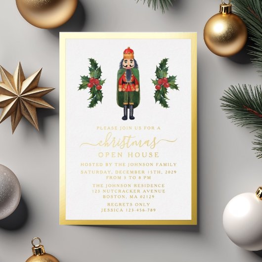 くるみエレガント割りクリスマスオープンハウス金ゴールド 箔招待状