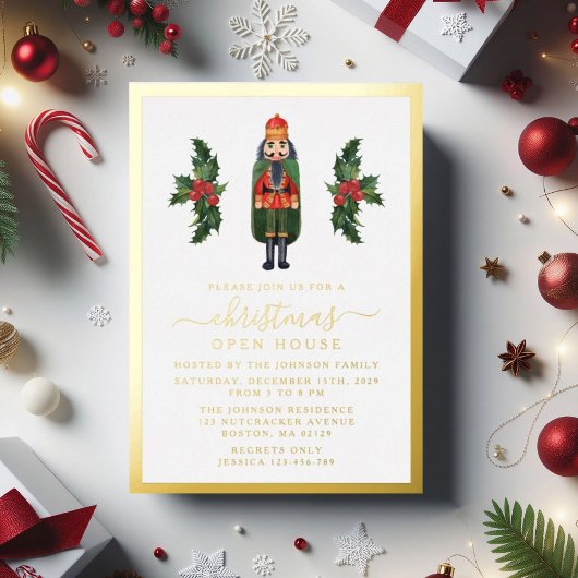 くるみエレガント割りクリスマスオープンハウス金ゴールド 箔招待状