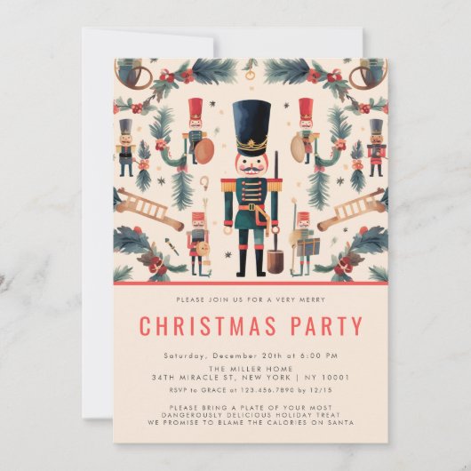 くるみエレガント割りモダンのクリスマスパーティー 招待状 (正面)