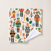 くるみカラフル割り付きクリスマスパターン バスタオルセット (ウォッシュタオル)