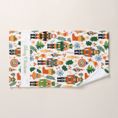 くるみカラフル割り付きクリスマスパターン バスタオルセット (ハンドタオル)