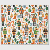 くるみカラフル割り付きクリスマスパターン ラッピングペーパー (フラット)