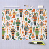 くるみカラフル割り付きクリスマスパターン 薄葉紙 (クラフト)