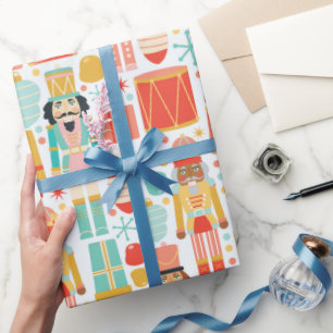 くるみカラフル割モダンりクリスマスパターン ラッピングペーパー