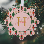 くるみクラッカーかわいいピンクのクリスマスラッピング紙 オーナメントカード<br><div class="desc">くるみクラッカーかわいいピンクのクリスマスラッピング紙オーナメントカード</div>