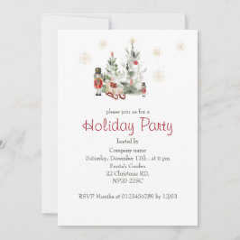 くるみクラッカーとクリスマスツリーの水色かわいいChr 招待状