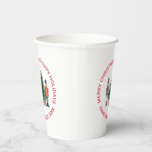 くるみクラッカーとクリスマスツリーカスタム文字 紙コップ (右)